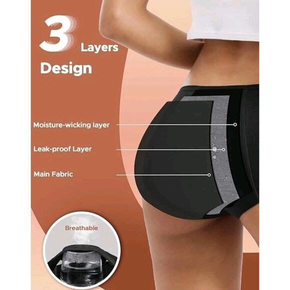 9 Pack Innersy Postpartum Period Panties Heavy Flow Leak Proof Black, 4X-Large - Picture 2 of 8